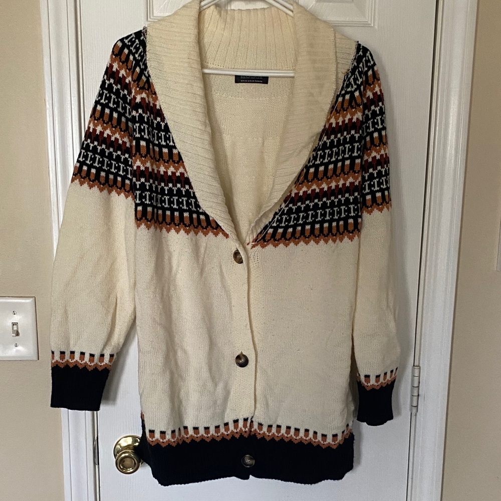 Bloomchic Cream and Black Patterned Women's Cardigan